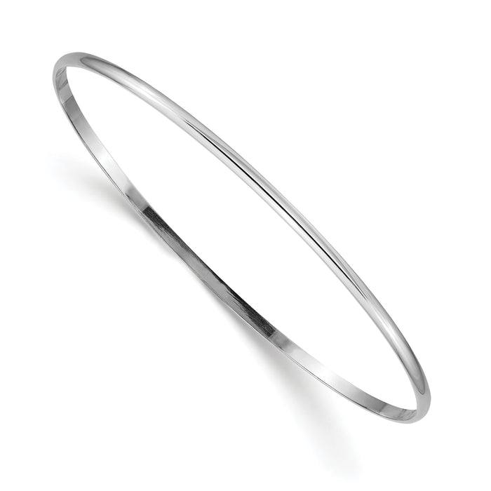 14k White Gold 2mm Solid Polished Half-Round Slip-On Bangle-DB316