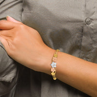 14k Tri-color Plumeria Hinged Bangle-DB448