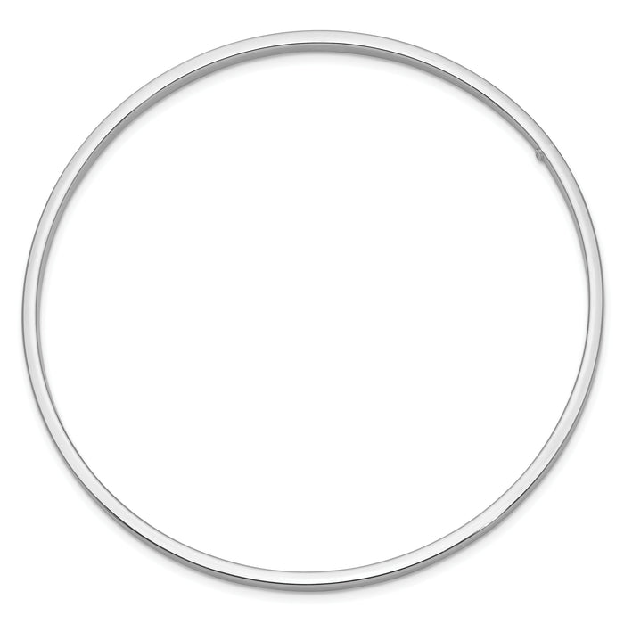 14k White Gold 3mm Polished Square Tube Slip-on Bangle-DB473