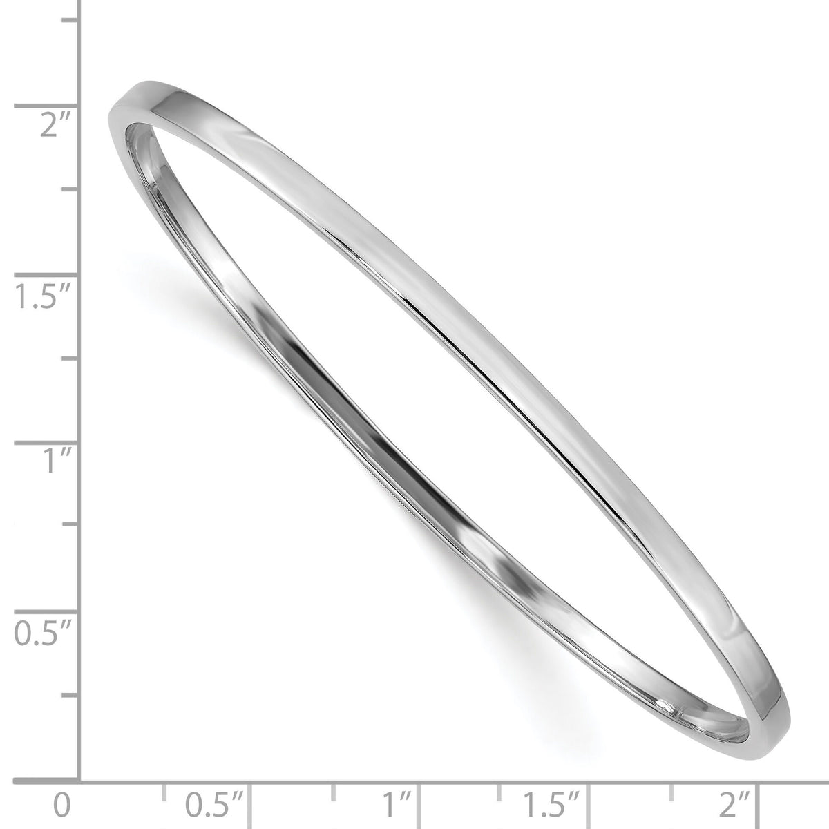 14k White Gold 3mm Polished Square Tube Slip-on Bangle-DB473