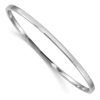 14k White Gold 3mm Polished Square Tube Slip-on Bangle-DB473