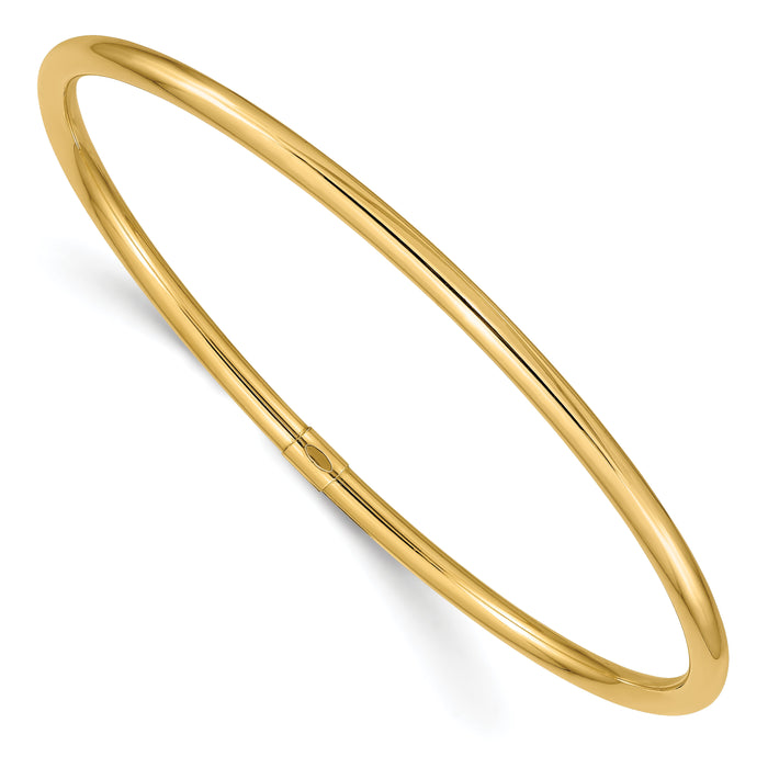 14k 3mm Polished Round Tube Slip-on Bangle-DB474