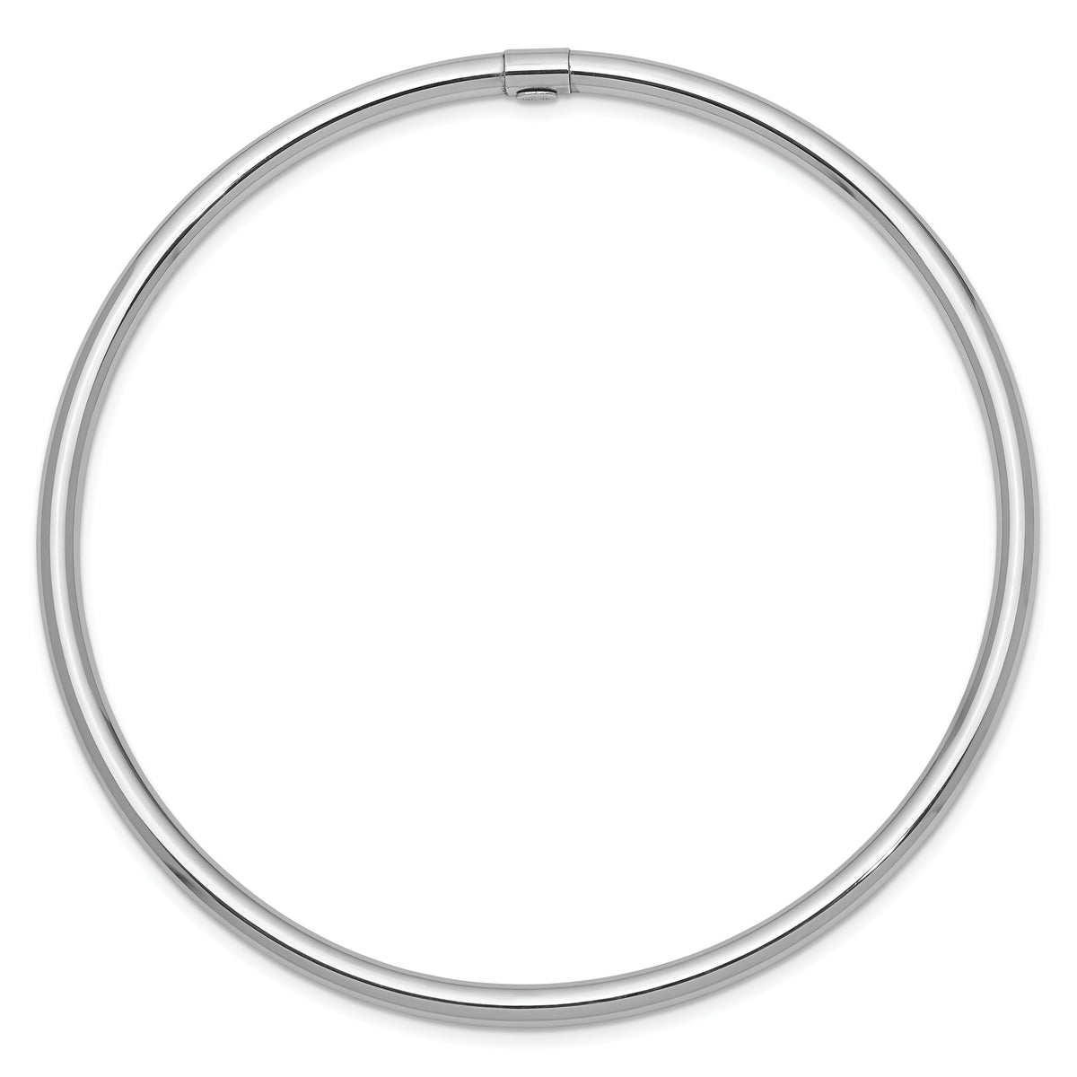 14k White Gold 3mm Polished Round Tube Slip-on Bangle-DB475