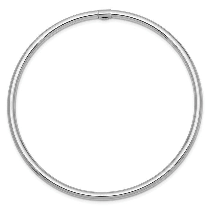 14k White Gold 3mm Polished Round Tube Slip-on Bangle-DB475