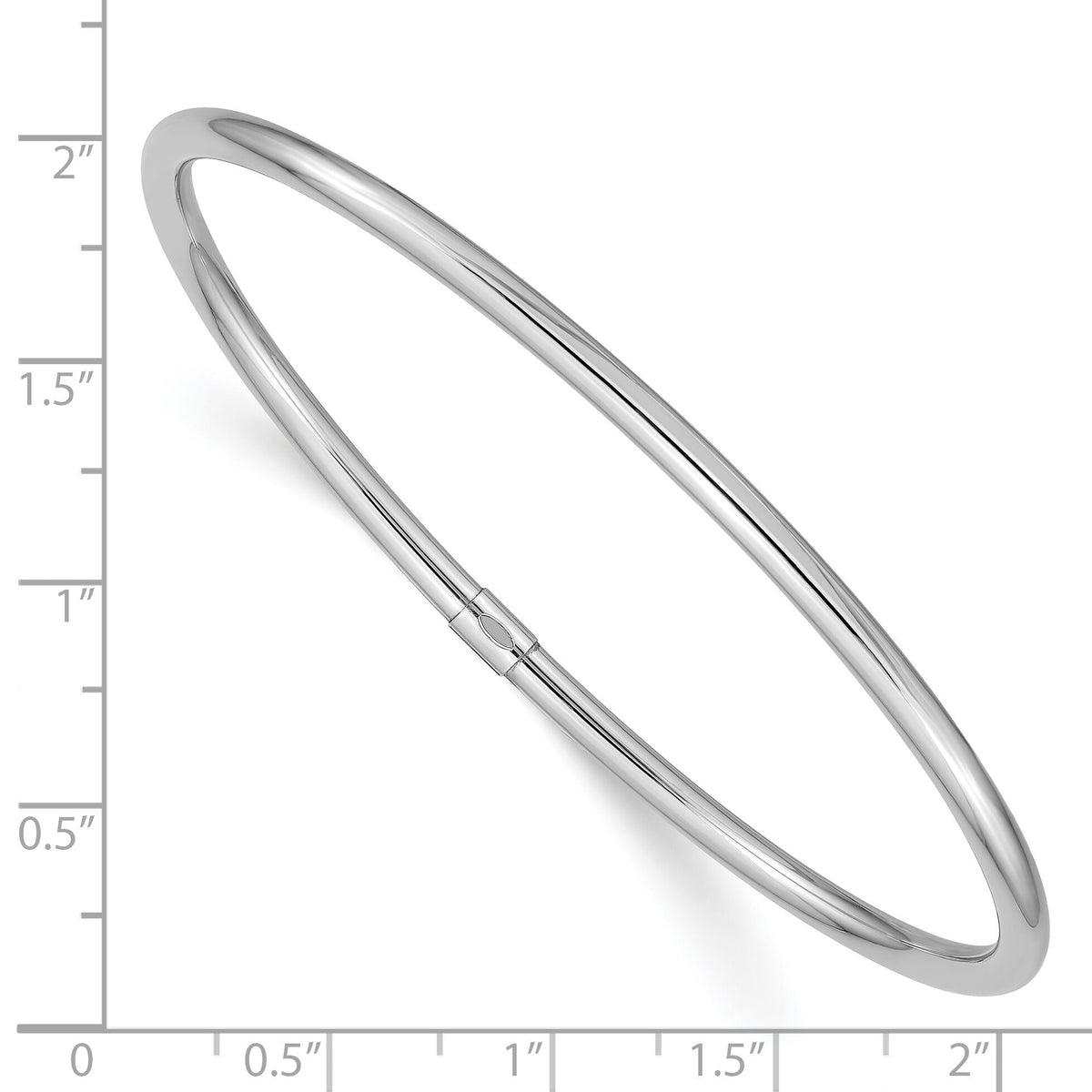 14k White Gold 3mm Polished Round Tube Slip-on Bangle-DB475