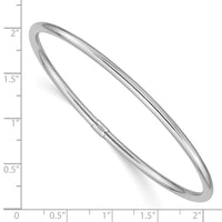 14k White Gold 3mm Polished Round Tube Slip-on Bangle-DB475