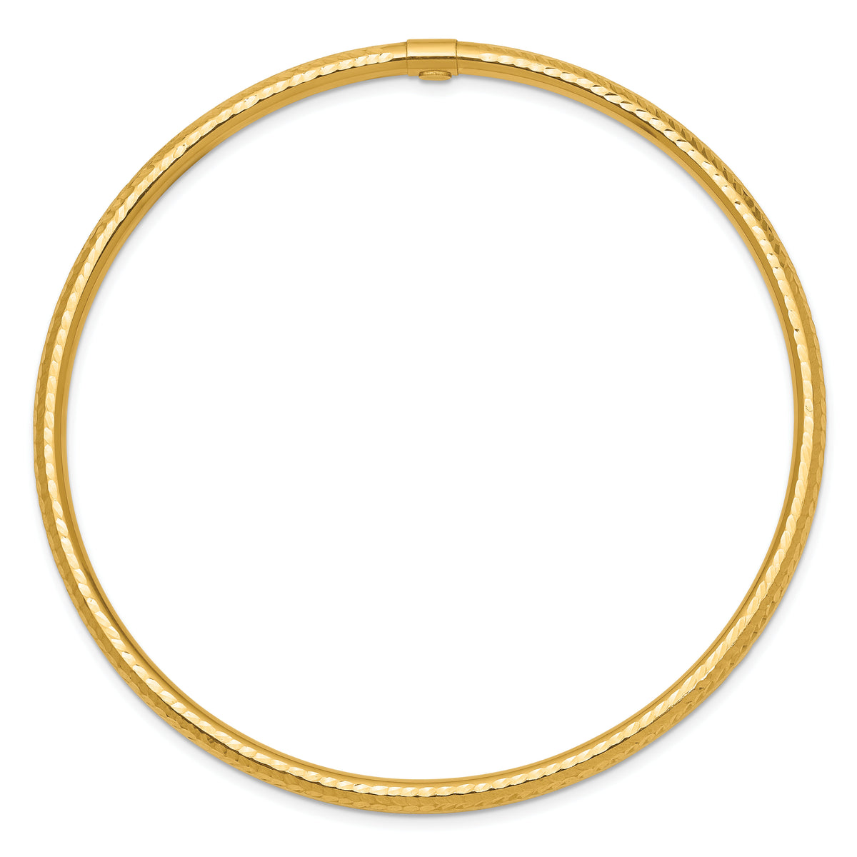 14k 3mm Diamond-cut Tube Slip-on Bangle-DB476