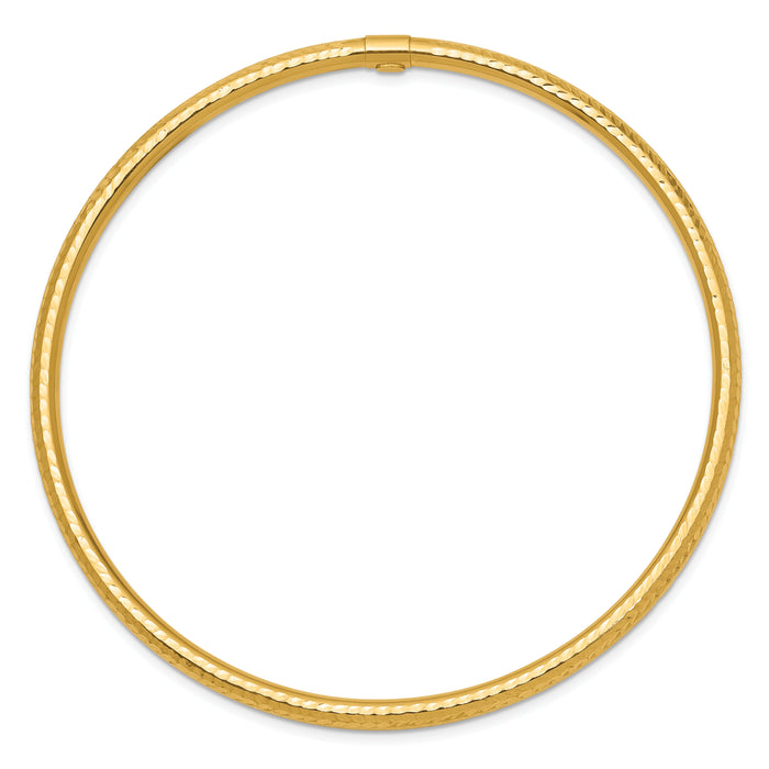 14k 3mm Diamond-cut Tube Slip-on Bangle-DB476