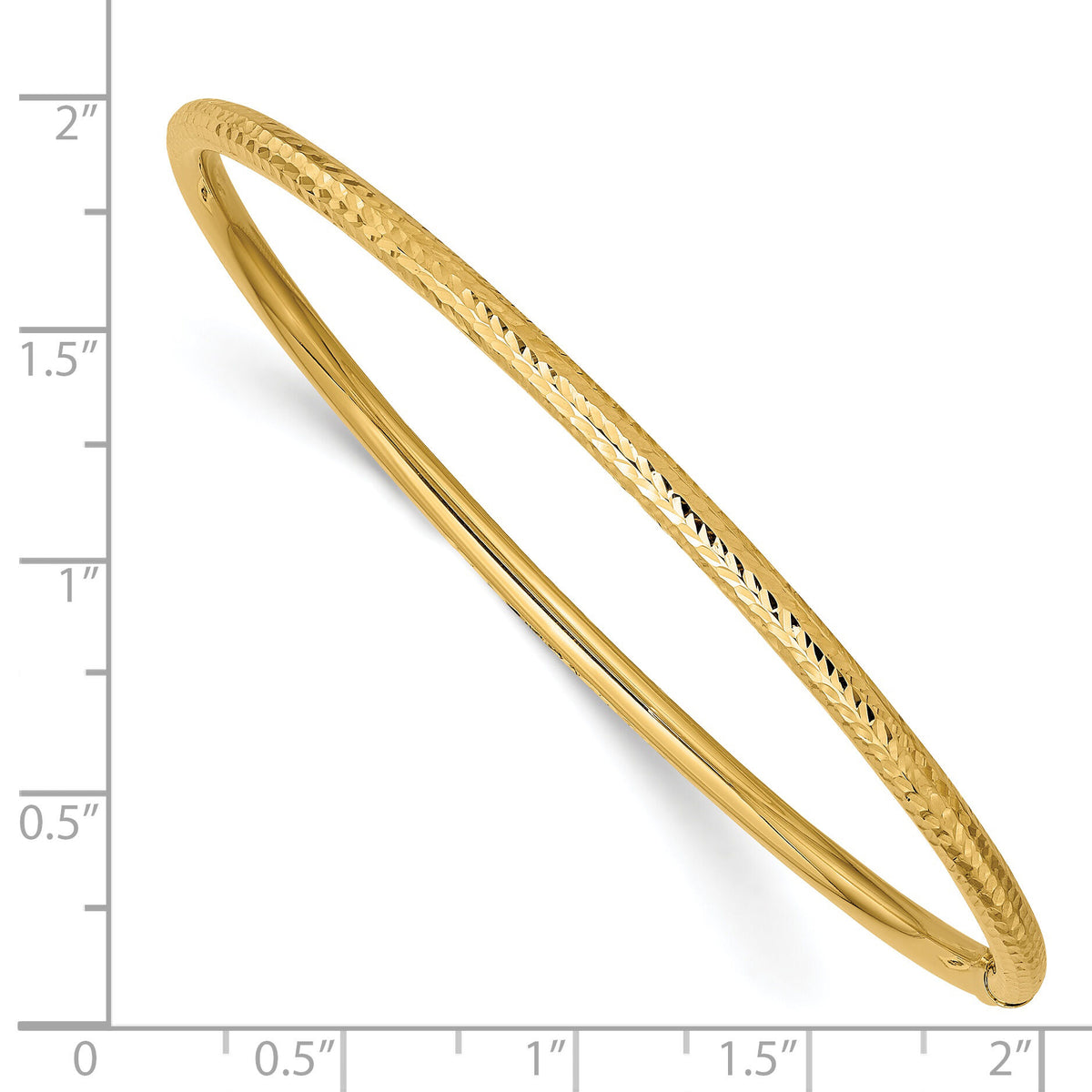 14k 3mm Diamond-cut Tube Slip-on Bangle-DB476