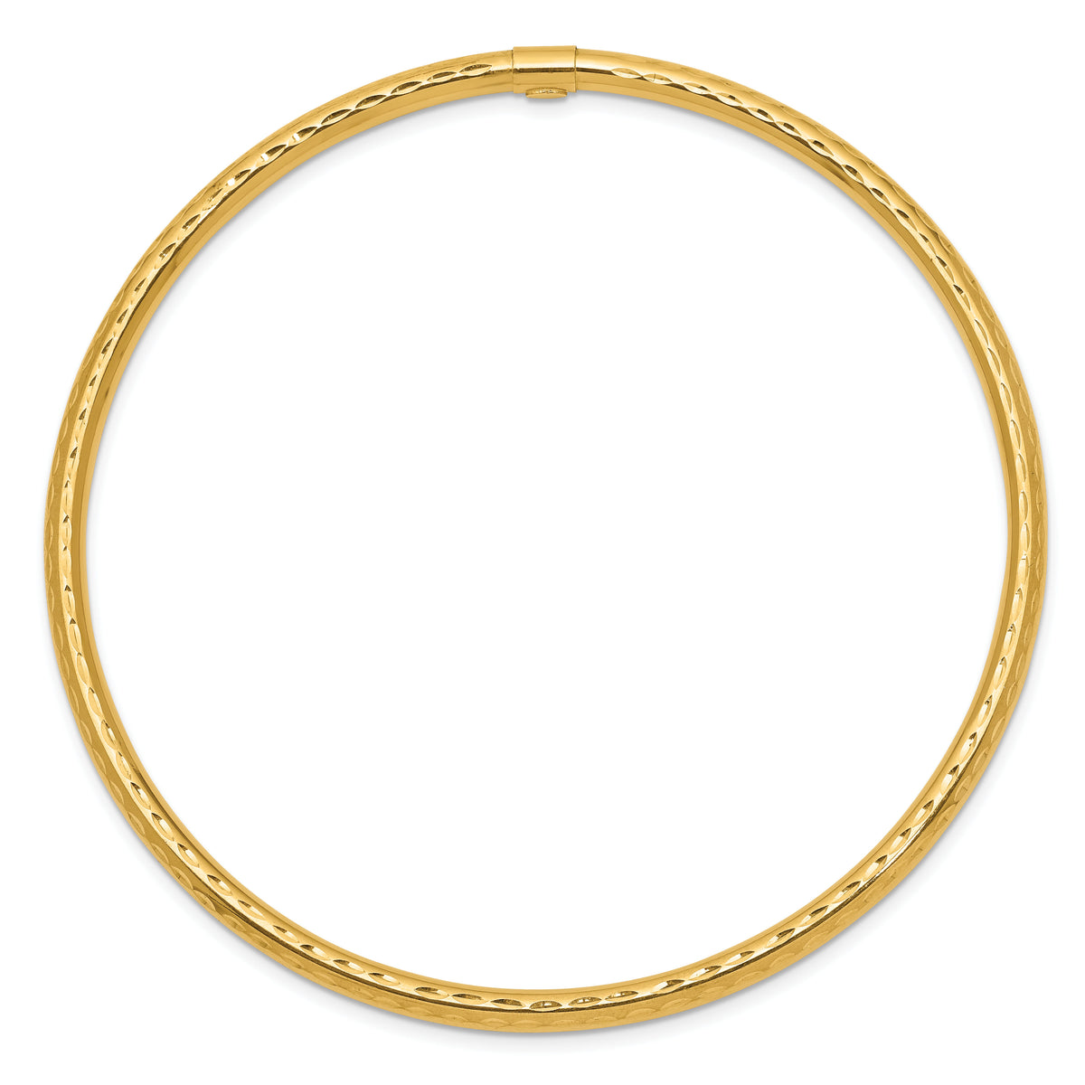 14k 3mm Diamond-cut Tube Slip-on Bangle-DB477