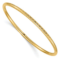 14k 3mm Diamond-cut Tube Slip-on Bangle-DB477