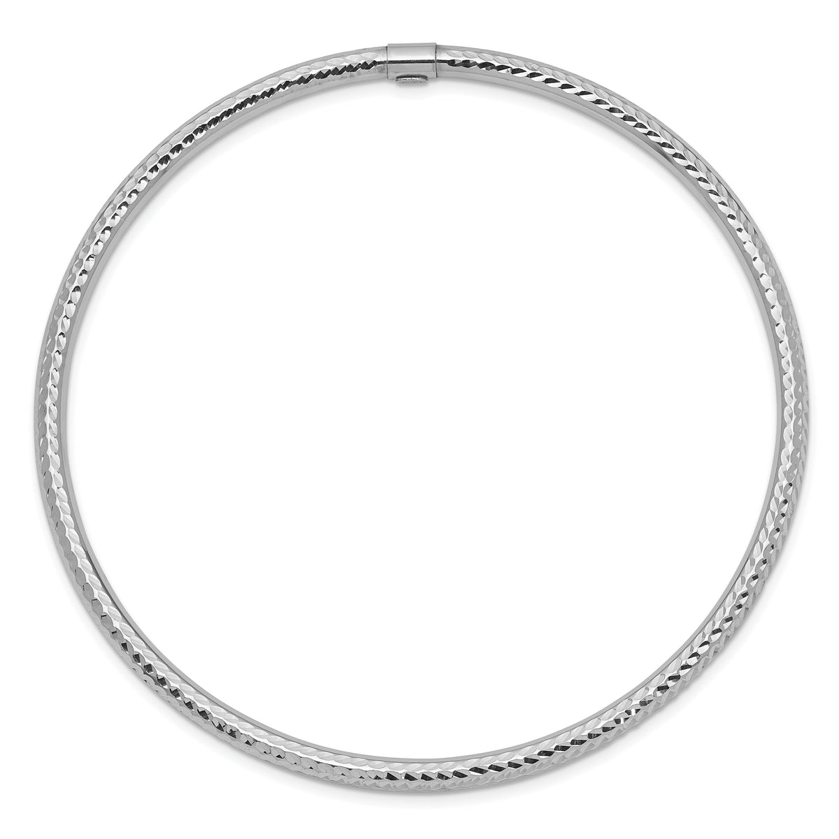 14k White Gold 3mm Diamond-cut Slip-on Bangle-DB478