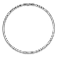 14k White Gold 3mm Diamond-cut Slip-on Bangle-DB478