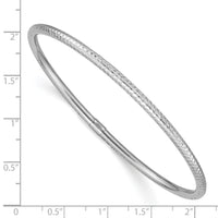 14k White Gold 3mm Diamond-cut Slip-on Bangle-DB478