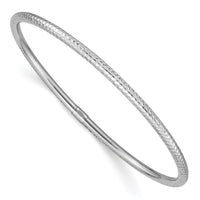 14k White Gold 3mm Diamond-cut Slip-on Bangle-DB478