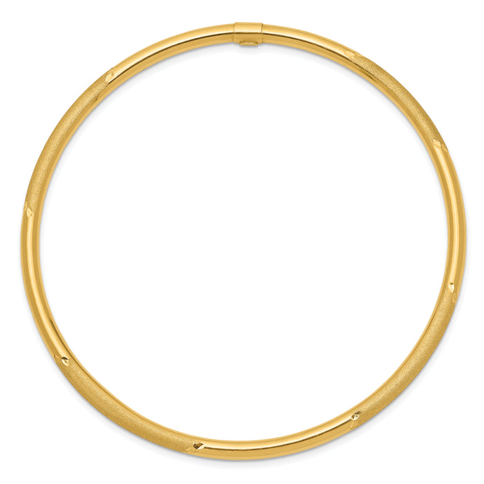 14k 3mm Polished and Satin Finish Slip-on Bangle-DB479