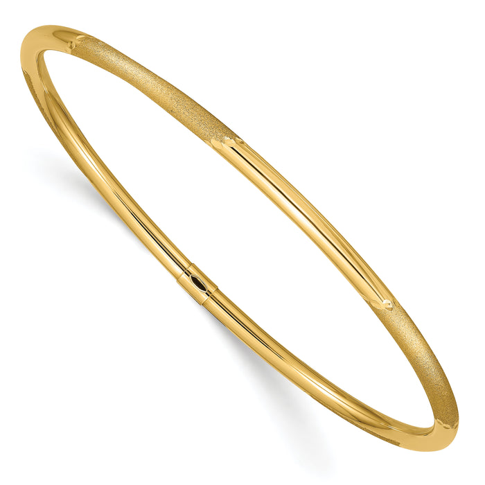 14k 3mm Polished and Satin Finish Slip-on Bangle-DB479