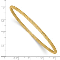 14k 3mm Satin Finish Diamond-cut Tube Slip-on Bangle-DB484