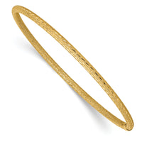 14k 3mm Satin Finish Diamond-cut Tube Slip-on Bangle-DB484