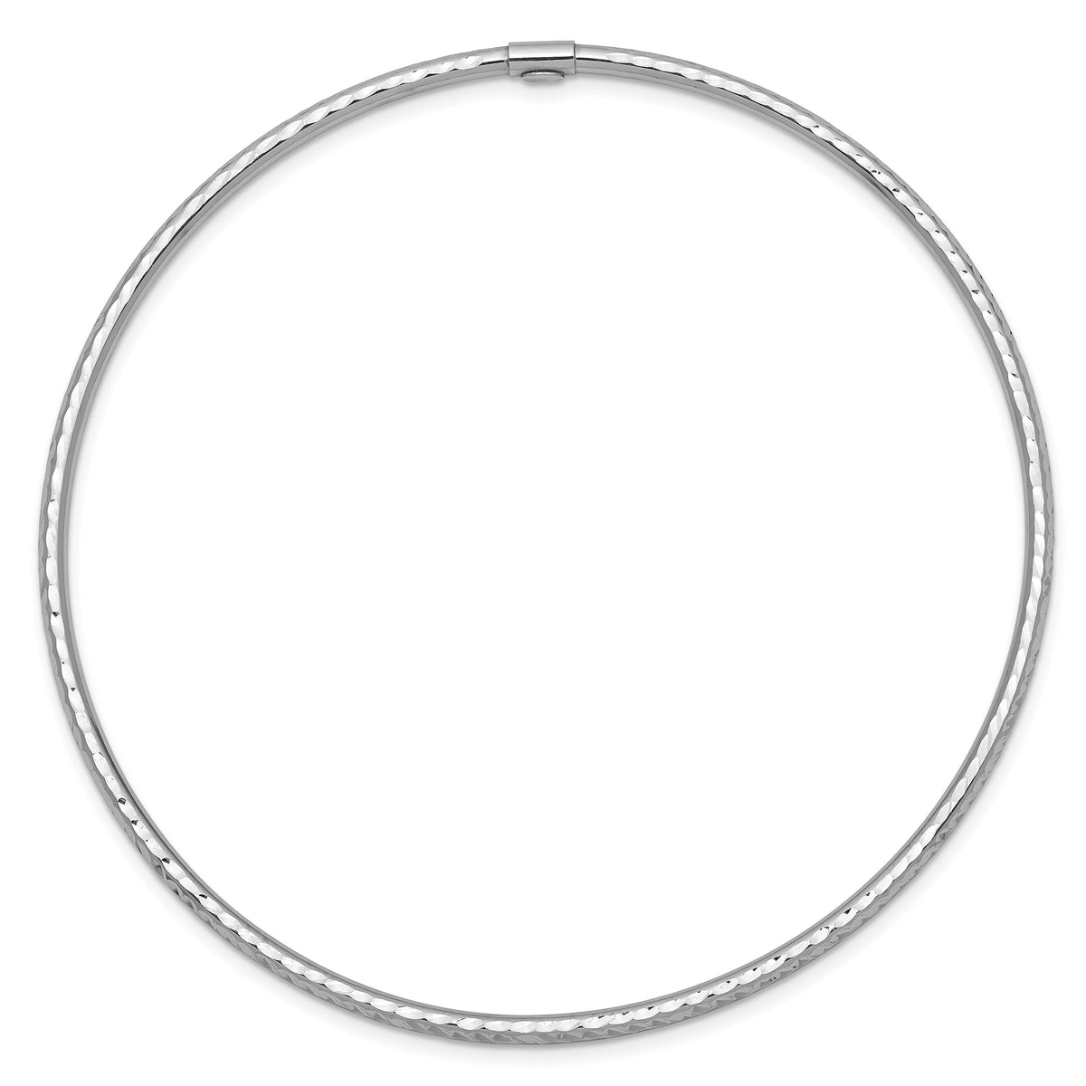 14k White Gold 2mm Diamond-cut Slip-on Bangle-DB485