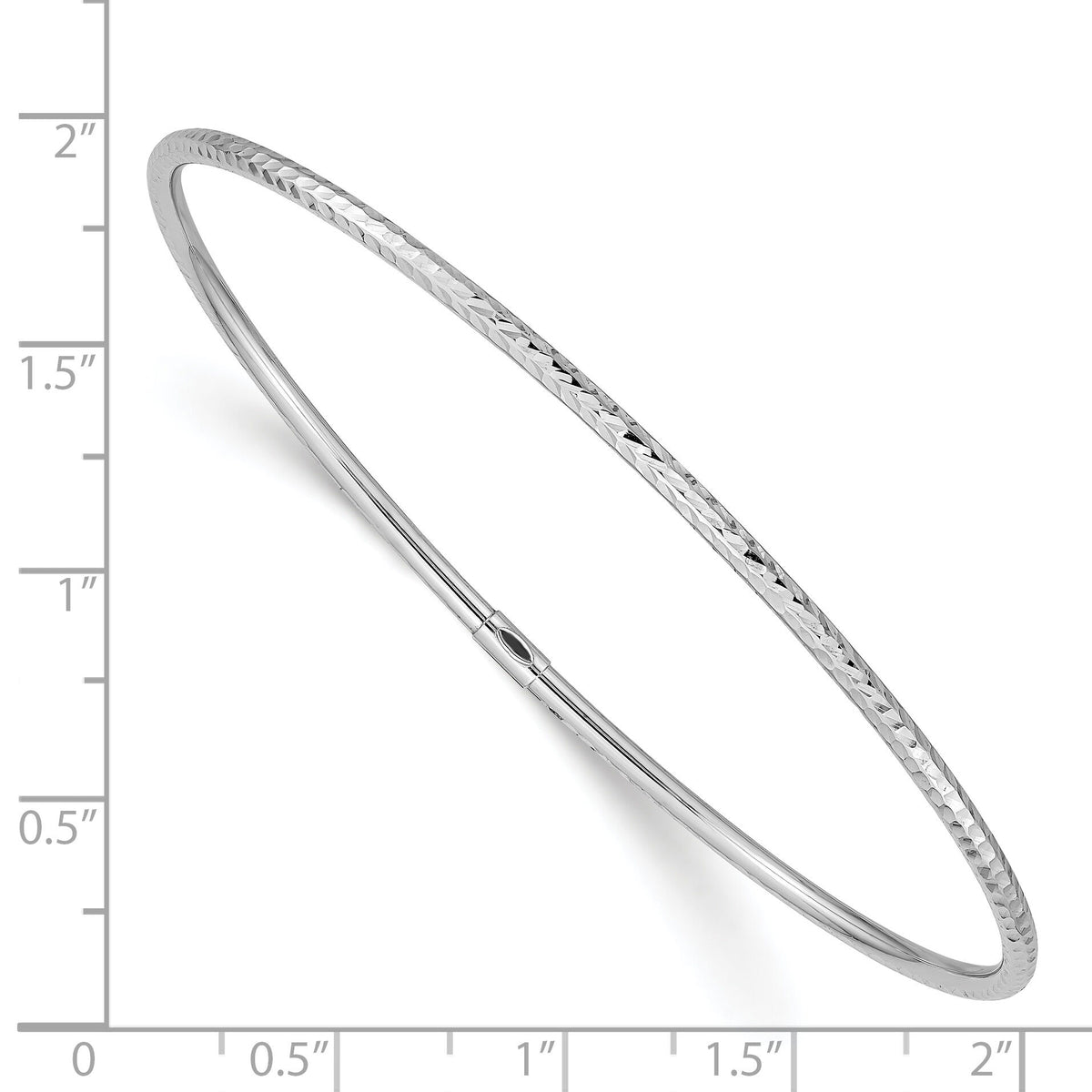 14k White Gold 2mm Diamond-cut Slip-on Bangle-DB485