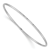 14k White Gold 2mm Diamond-cut Slip-on Bangle-DB485