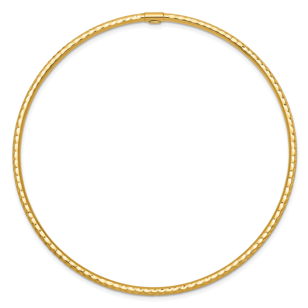 14k 2mm Diamond-cut Tube Slip-on Bangle-DB486