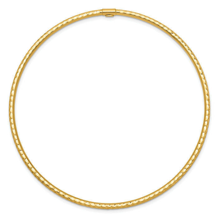 14k 2mm Diamond-cut Tube Slip-on Bangle-DB486