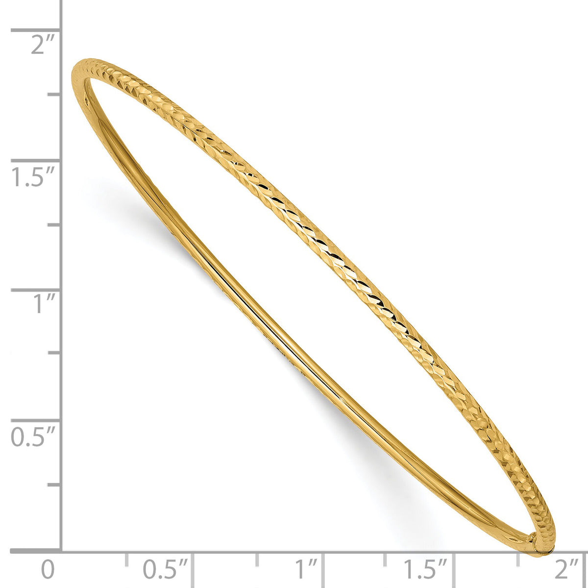 14k 2mm Diamond-cut Tube Slip-on Bangle-DB486