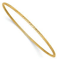 14k 2mm Diamond-cut Tube Slip-on Bangle-DB486
