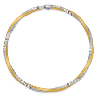14k and White Rhodium 3mm Satin Diamond-cut Twist Slip-on Bangle-DB493