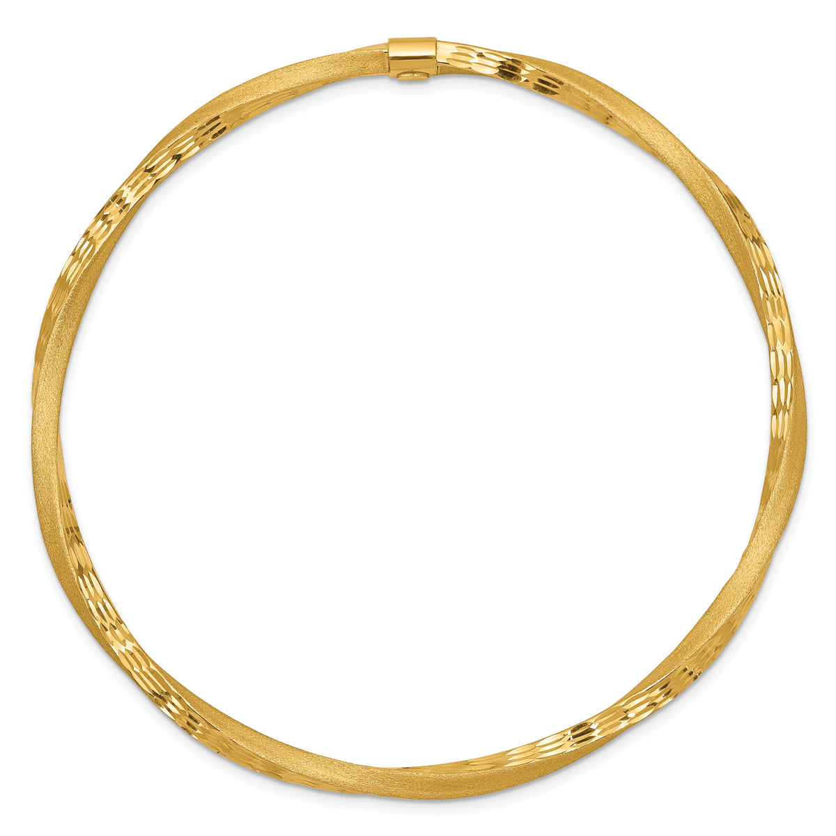 14k 3mm Satin Finish Diamond-cut Twist Slip-on Bangle-DB494