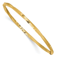 14k 3mm Satin Finish Diamond-cut Twist Slip-on Bangle-DB494