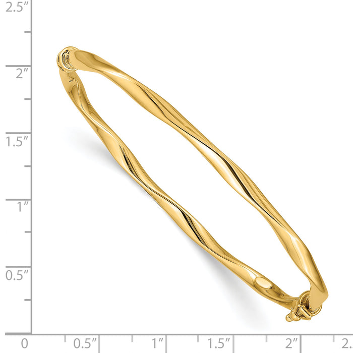 14k Twisted Tube Hinged Bangle-DB497
