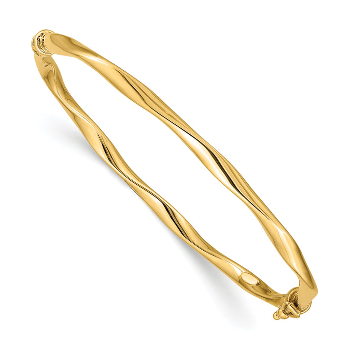 14k Twisted Tube Hinged Bangle-DB497