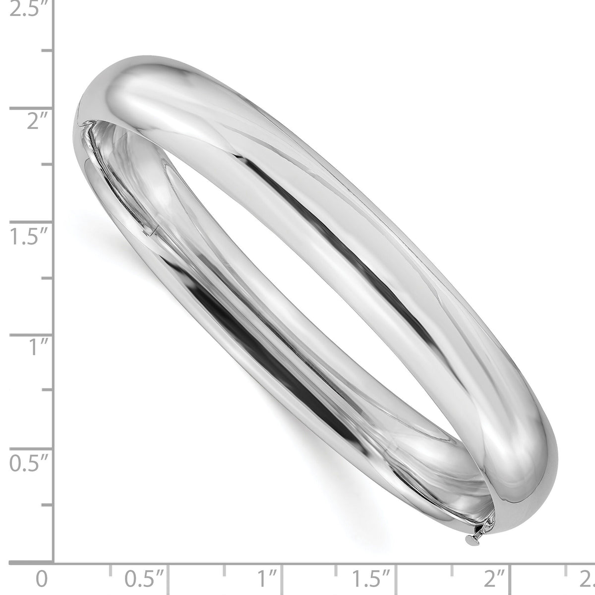 14k White Gold High Polished 10.00mm Hinged Bangle-DB501