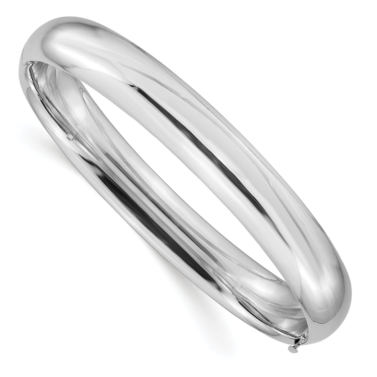 14k White Gold High Polished 10.00mm Hinged Bangle-DB501