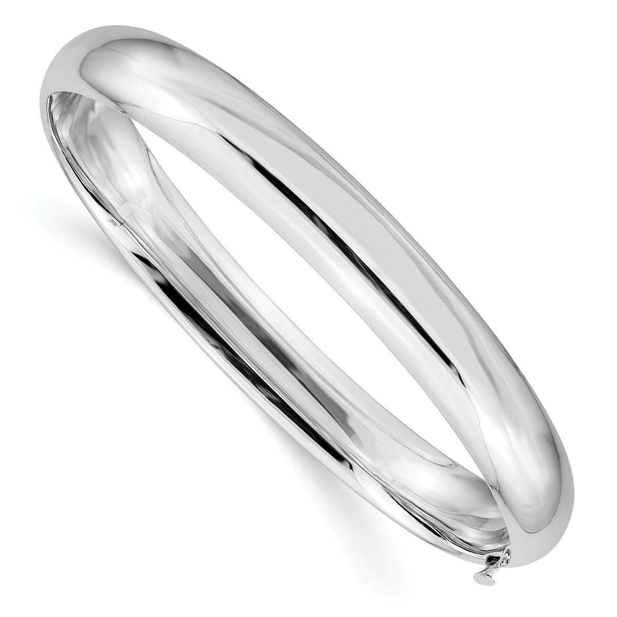 14k White Gold High Polished 8.00mm Hinged Bangle-DB502