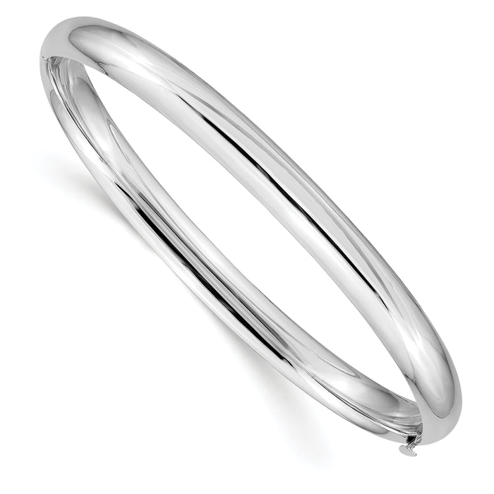 14k White Gold High Polished 6.00mm Hinged Bangle-DB503