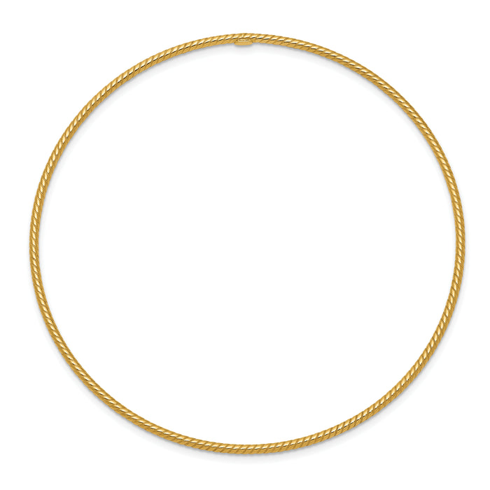 14k 1.5mm Textured Slip-on Bangle Bracelet-DB541