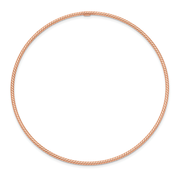 14k 1.5mm Rose Gold Textured Slip-on Bangle Bracelet-DB542