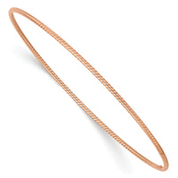 14k 1.5mm Rose Gold Textured Slip-on Bangle Bracelet-DB542