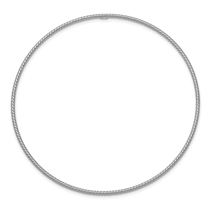 14k 1.5mm White Gold Textured Slip-on Bangle Bracelet-DB543