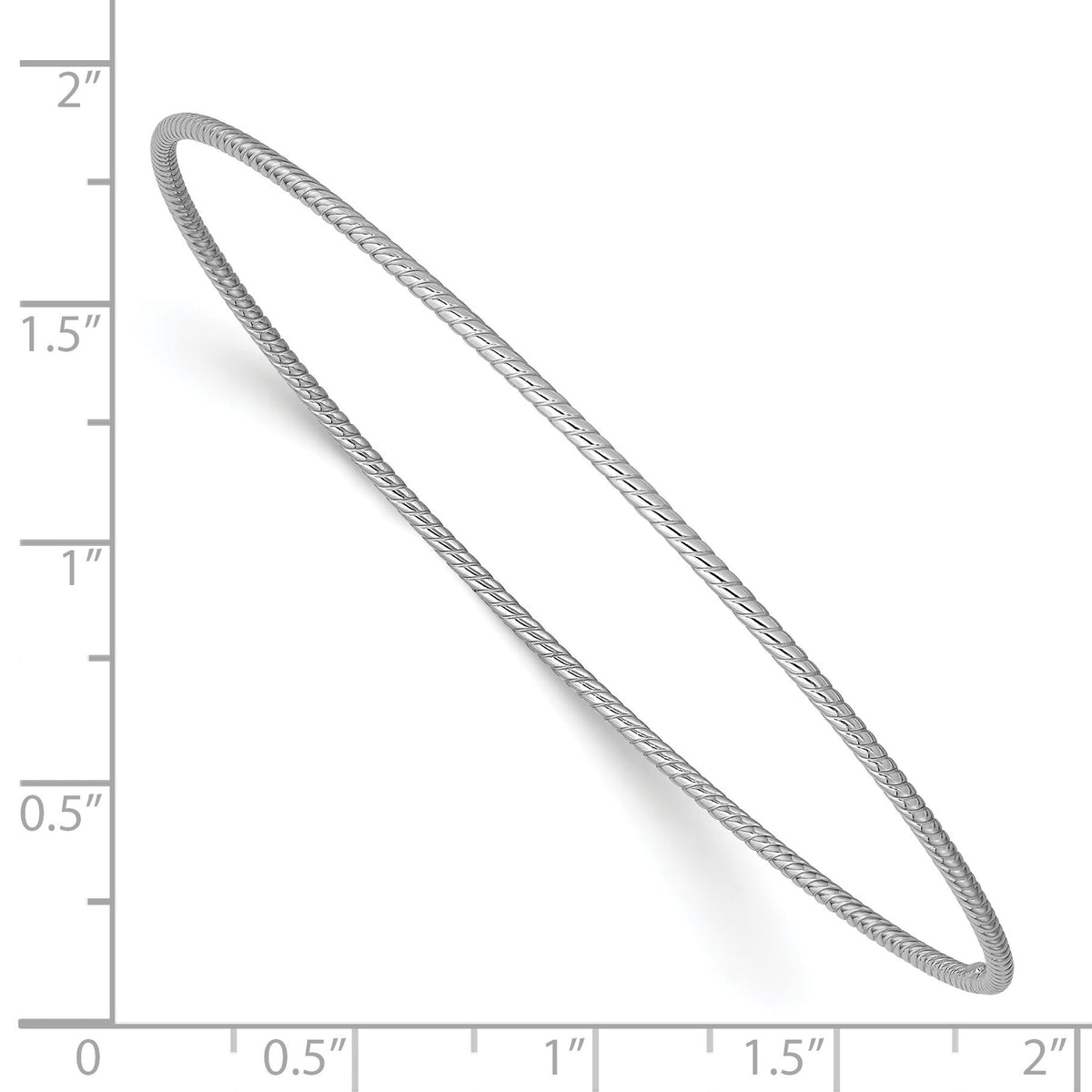 14k 1.5mm White Gold Textured Slip-on Bangle Bracelet-DB543