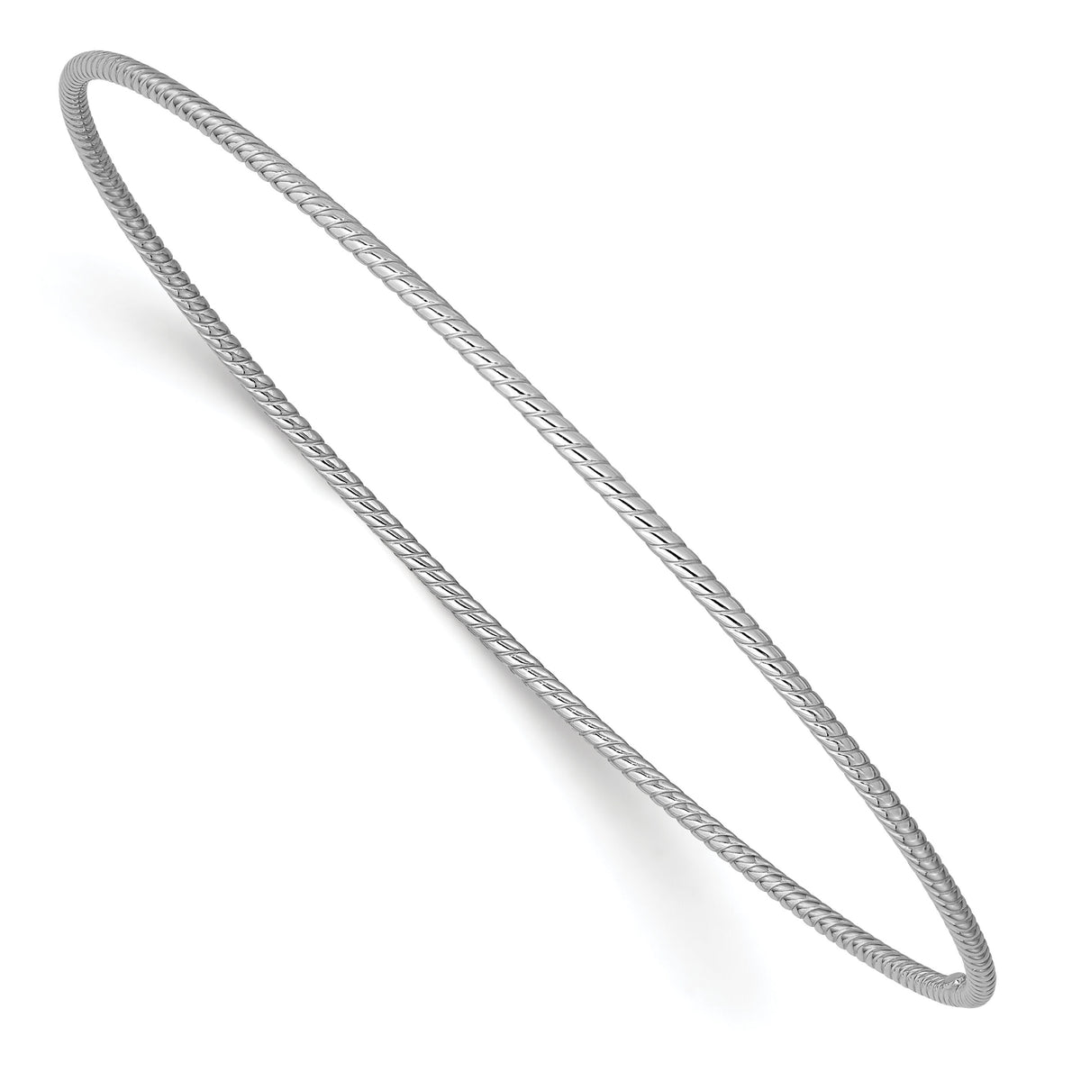14k 1.5mm White Gold Textured Slip-on Bangle Bracelet-DB543