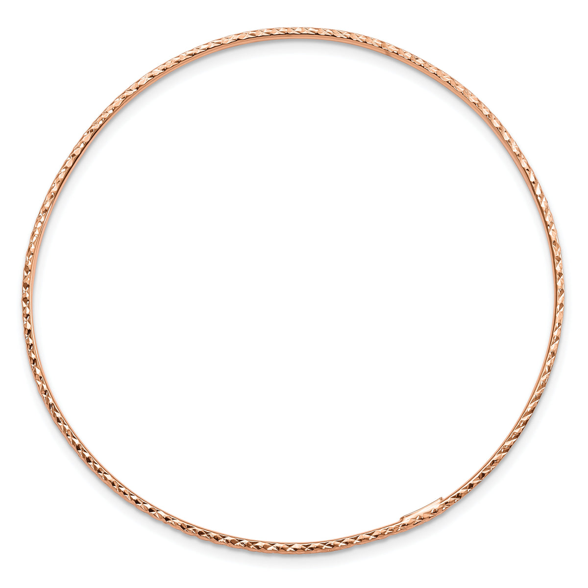 14k 1.5mm Rose Gold Diamond-Cut Slip-on Bangle Bracelet-DB545