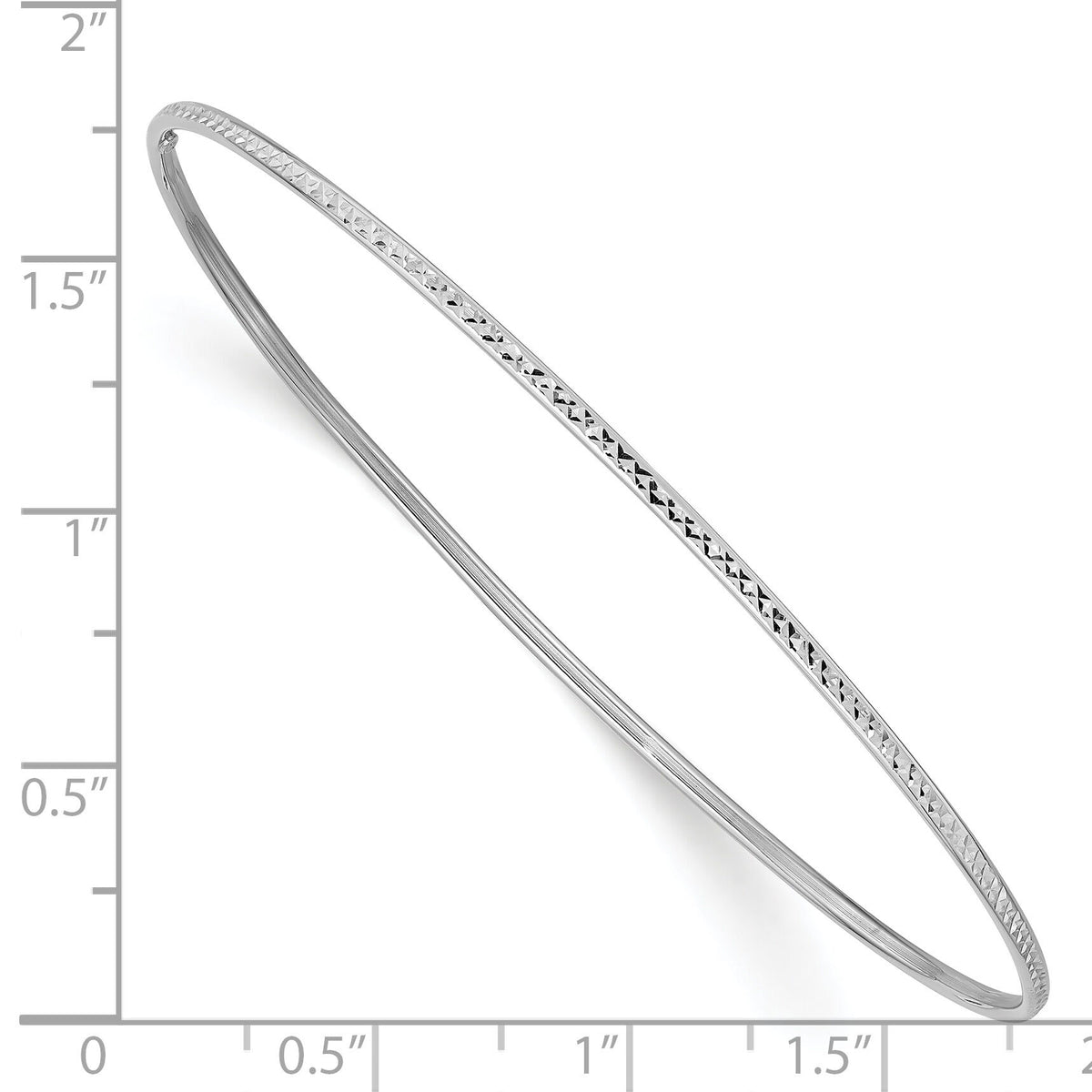 14k 1.5mm White Gold Diamond-Cut Slip-on Bangle Bracelet-DB546
