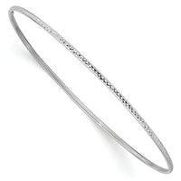 14k 1.5mm White Gold Diamond-Cut Slip-on Bangle Bracelet-DB546