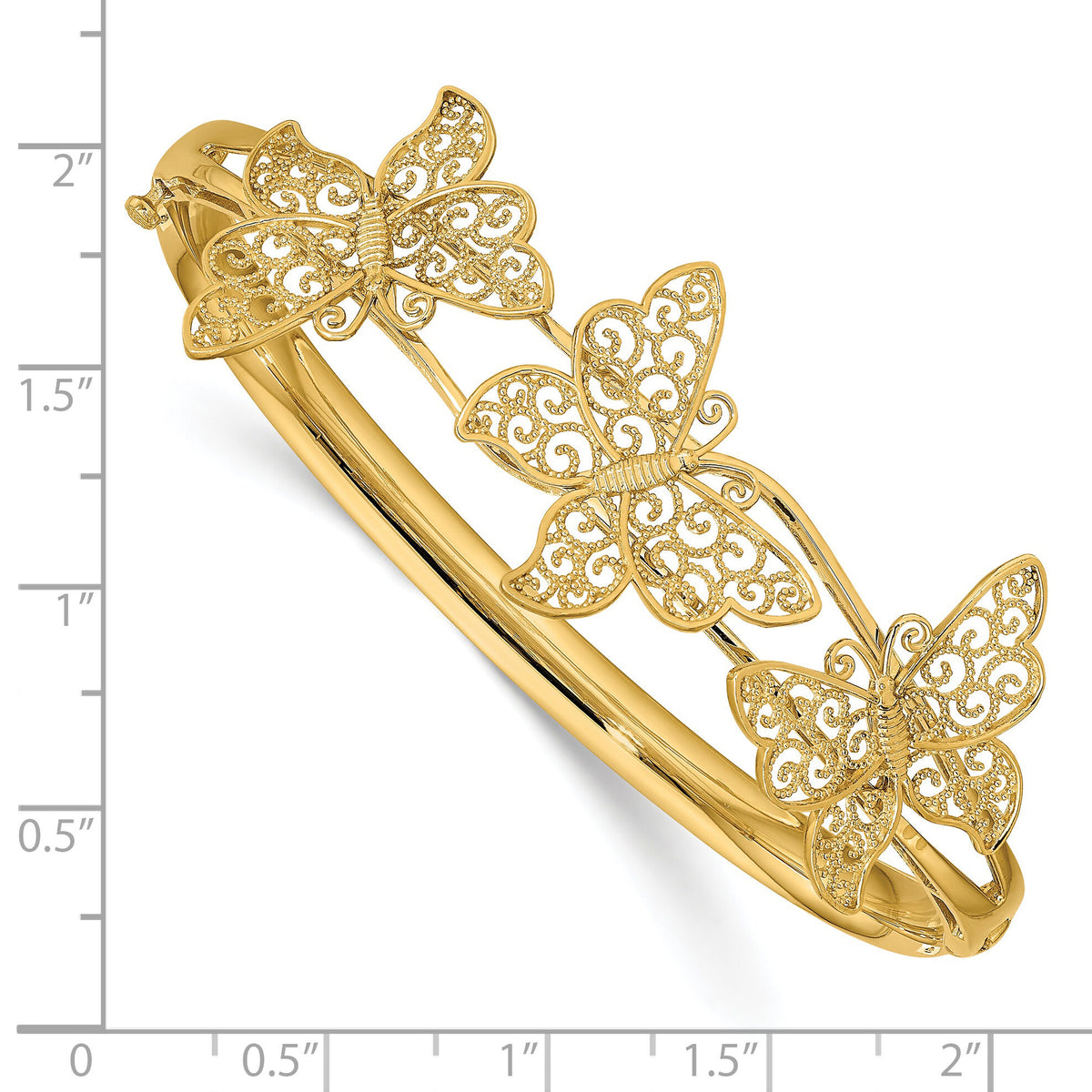 14K Filigree Butterfly Hinged Bangle Bracelet-DB557