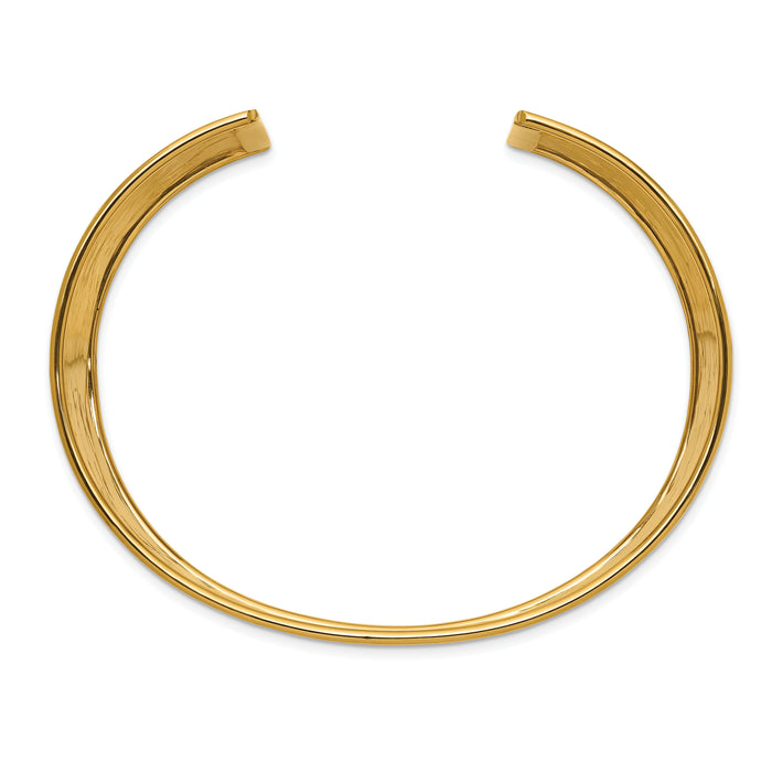 14k 37mm Hammered Polished Cuff Bangle-DB561